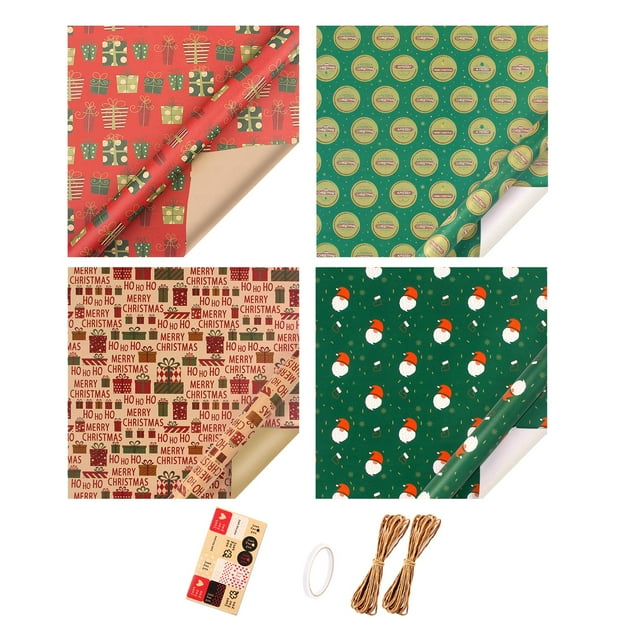 Christmas Wrapping Paper Roll Classic Gift Wrap Paper Gift Wrapping Gift Packing B 4 Sheets