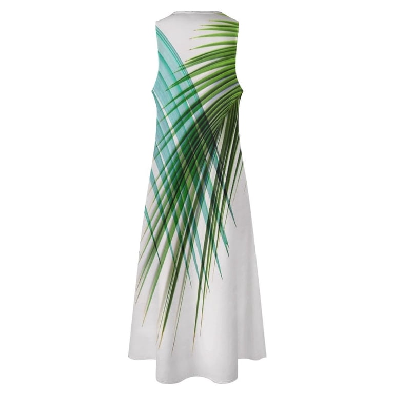Blue Gre Tropical Palm Leaves Long Dress dress summer Bridesmaid dress  woman elegant eving dresses for wom02 - Walmart.com
