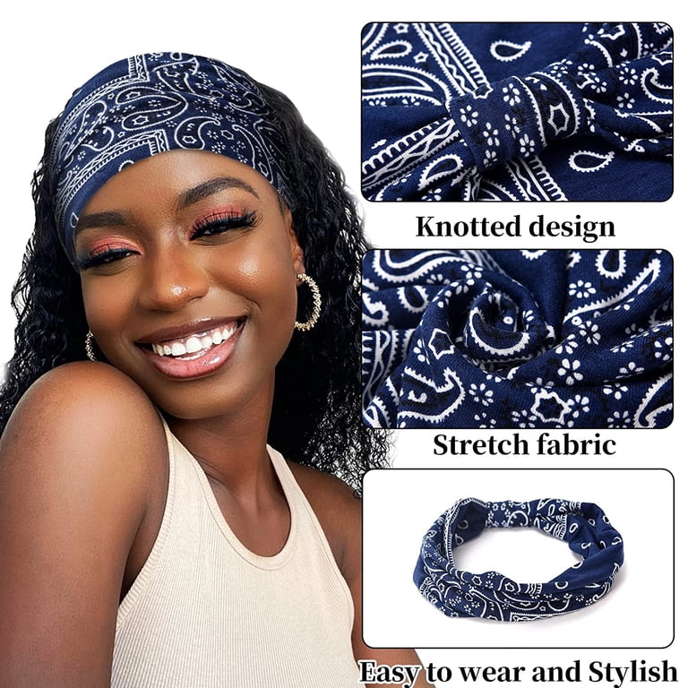 4PCS Women Wide Bandana headbands, Boho Knot Hair Scarf  display picture 1