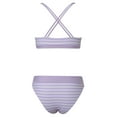 thumbnail image 5 of ZRBYWB Women's Bikini Sets Female Striped Print Low Waisted Bikini Sexy Push Up 2 Piece Swimsuits Retro Ruched High Waisted Print Bikini Sets For Women, 5 of 5