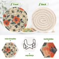 thumbnail image 4 of Yayeee 6 PCS Drink Coasters with Holder Set Woven Absorbent Round Tabletop Hot Pad, Large Red Floral Pattern, 4 of 7