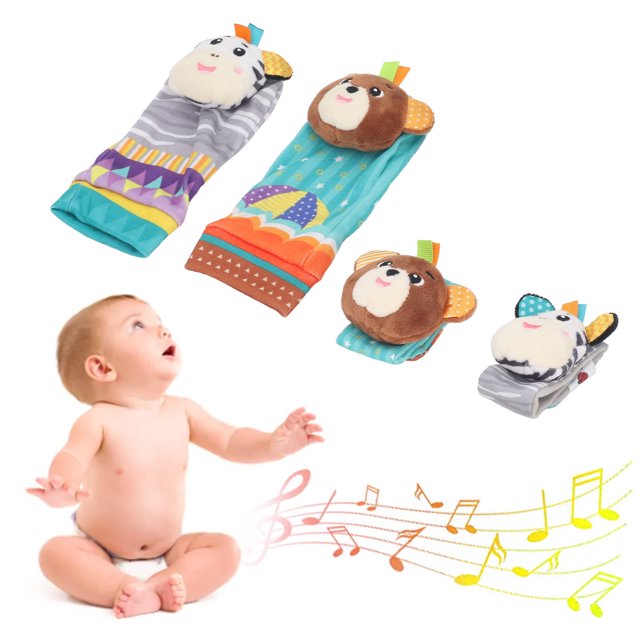 Suave bebé muñeca sonajero Pie Finder Calcetines Set Brazo Mano Pulsera Sonajero Pies Pierna Tobillo Calcetines Actividad Sonajero Regalo para recién nacidos bebés ANGGREK Otros