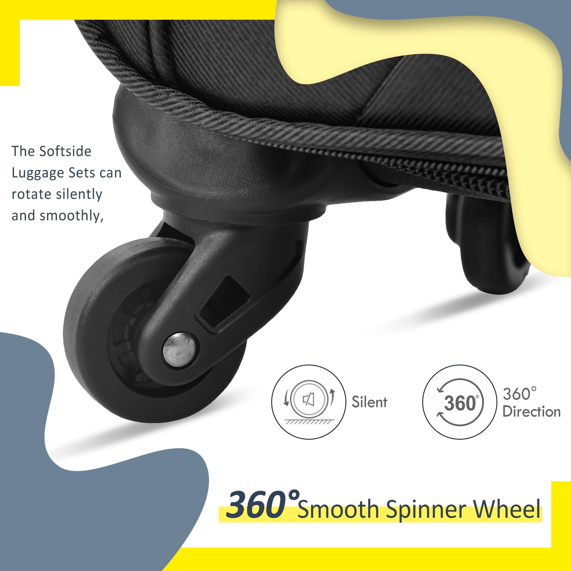 EUROCO  Suitcase Set with TSA Lock and Spinner Wheels,Lightweight Suitcase for Men Women(20",24",28"),Black