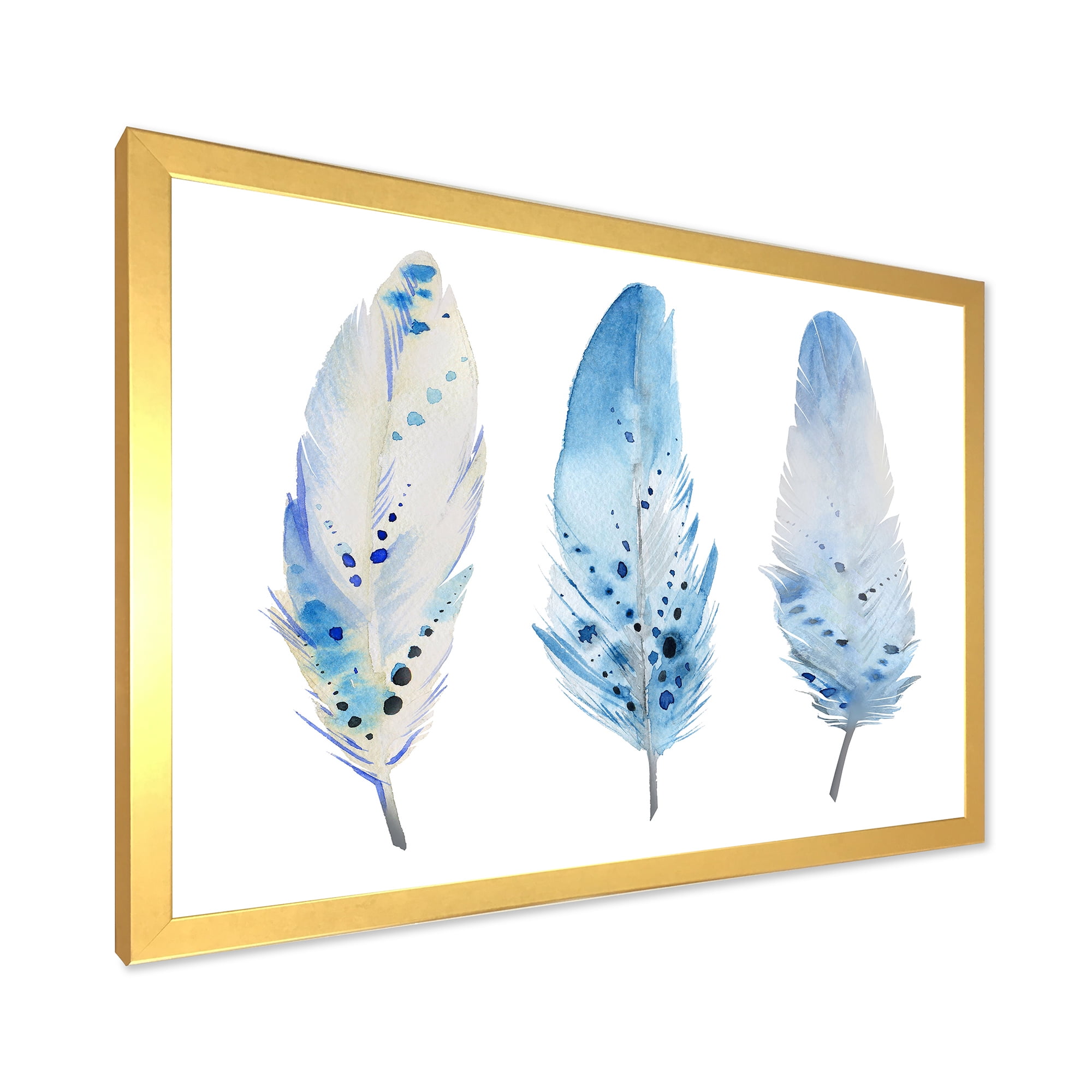 Designart 'Abstract Blue Boho Feathers II' Lake House Framed Art Print