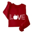 thumbnail image 5 of Wovix Loves Apple Girly Graphics Sweatshirt for Women Preppy Crewneck Long Sleeve Sweater CasuaL Loose Soft Pullover Romantic Love Print Valentine, 5 of 6