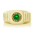 thumbnail image 2 of Gem Stone King 0.84 Ct Green VS Simulated Emerald 18K Yellow Gold Plated Silver Men's Solitaire Ring (Size 11), 2 of 2