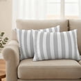 thumbnail image 2 of Grey Striped Outdoor Pillow Covers, Waterproof Decorative Throw Pillowcases Set of 2, Modern Farmhouse Gray White Stripes Couch Cushion Cases with Zipper for Outside Patio Garden Sofa 20"x12", 2 of 9