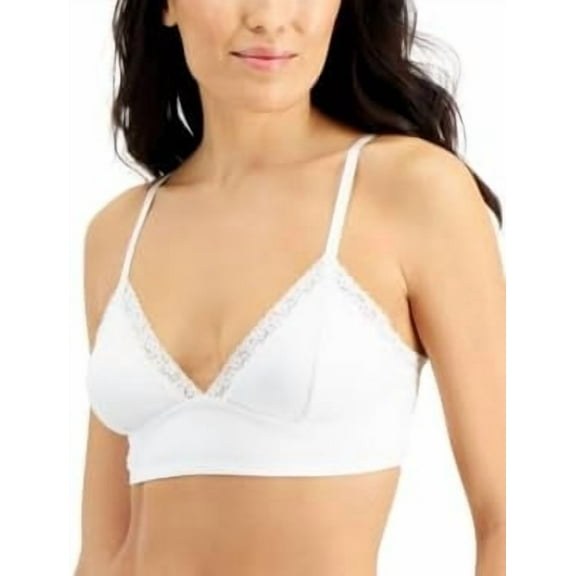 Jenni On Repeat Wide Lace Bralette, White, Small