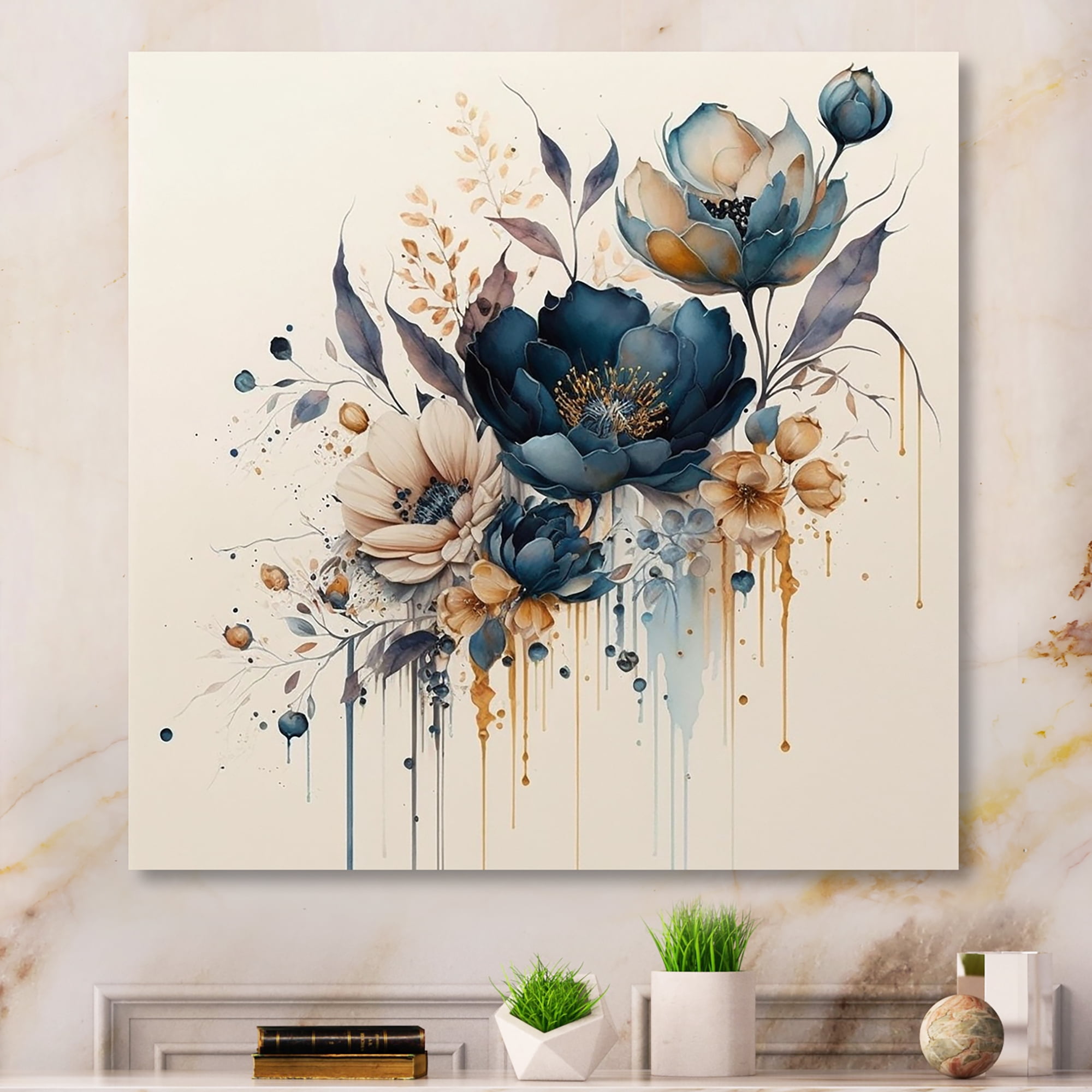 Designart Realistic Blooming Flowers IV Canvas Wall Art