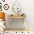 thumbnail image 3 of Rattan Console Table, Boho Sofa Tables with 2 Drawers, Behind Couch Tables, Modern Small Vanity Desk, Entryway Table for Hallway Entrance Foyer Living Room, Natural Wood, 3 of 9
