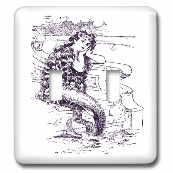 3dRose, Mermaid In Purple, double toggle switch