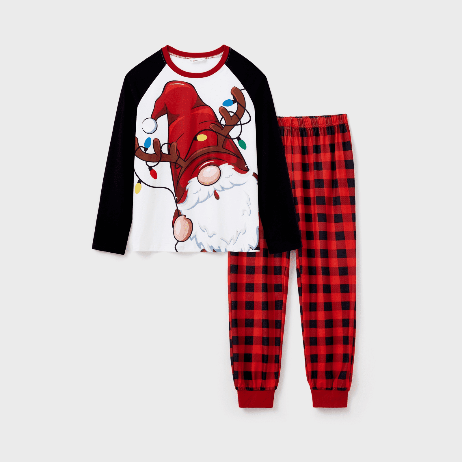 PatPat Womens Christmas Pajamas Family Matching 2 Piece Set Long Sleeve Santas Top and Red Plaid Pants Loungewear Set Holiday Gift PJs with Socks Women M