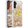 thumbnail image 3 of Glitter Clear Sparkly Bling Case for Samsung Galaxy A14 5G for Women Girls, Flowing Liquid Quicksand Cover with Diamond Ring Holder Case for Samsung Galaxy A14 4G/5G  Gold, 3 of 14
