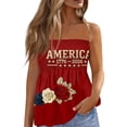 thumbnail image 3 of Womens Tube Tops Strapless Bandeau Tops Backless Sexy Tank Tops Smocked Ruffled Backless Tanks American Flag Shirt Cute Summer Style Hot Pink XL, 3 of 6