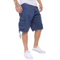 thumbnail image 4 of Mens Casual Slim Fit Cotton Solid Multi-Pocket Cargo Twill Shorts Navy 38, 4 of 6