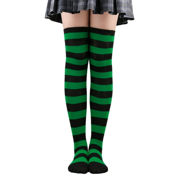 Nvzi 1 par de calcetines por encima de la rodilla, calcetines hasta la rodilla, medias altas hasta el muslo, calcetines hasta la rodilla para mujer, para cosplay de niña, uso diario, verde