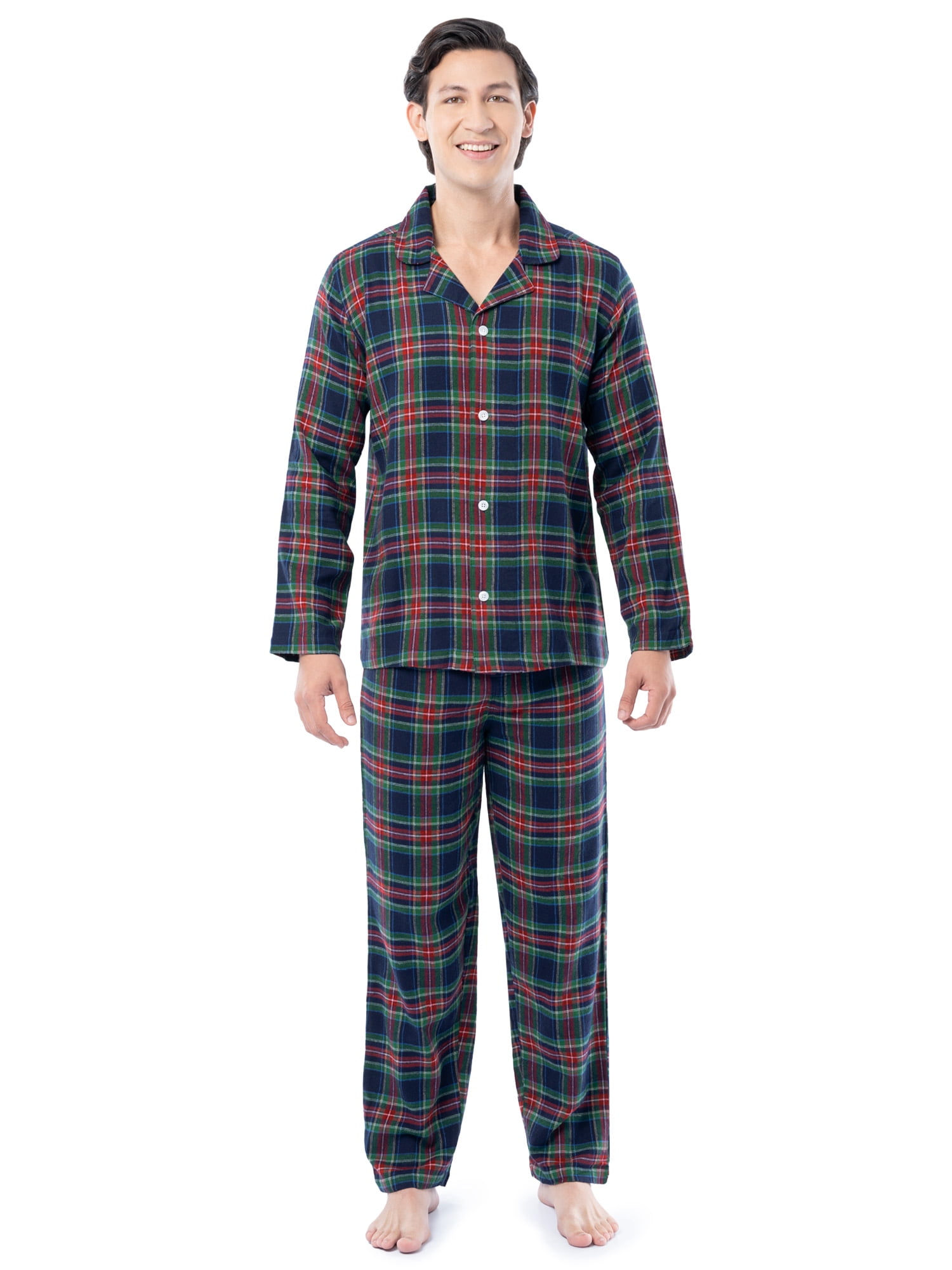 Fruit of the Loom Men's Flannel Top and Bottom Pajama Set, Sizes S-5XL