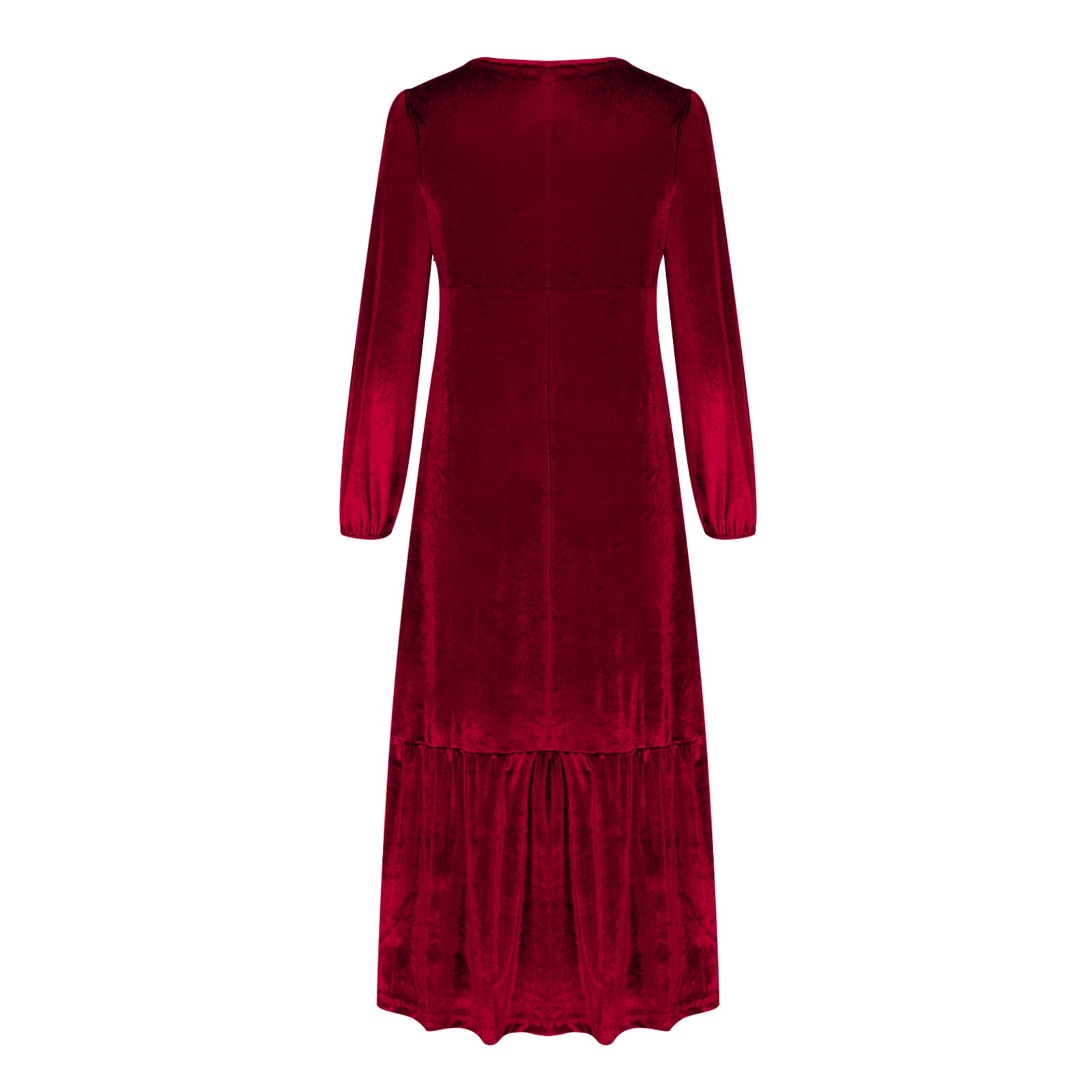OSFVNOXV Maxi Dresses for Women Fall High Waist Lantern Sleeve Velvet Dress V-Neck Bodycon Tiered Flowy Long Cocktail Wedding Dating Dress