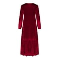 thumbnail image 7 of Blczomt Flowy Womens Holiday Dresses 2025 Midi Long Sleeve Velvet Red A Line Soft Plus Size V Neck Dresses, 7 of 7