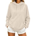 thumbnail image 2 of Plain Hoodies for Women Long Sleeve Drawstring Loose Casual Hooded Sweatshirt with Pockets Pullover Tops Fall Winter Clothes, 2 of 5