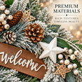 thumbnail image 6 of 24 Inch Artificial Christmas Wreath with “Welcome” Wood Sign, Frosted Greenery, White Berries, Pinecones and Star Accents, Holiday Door Decor with Hanging Hook, 6 of 9
