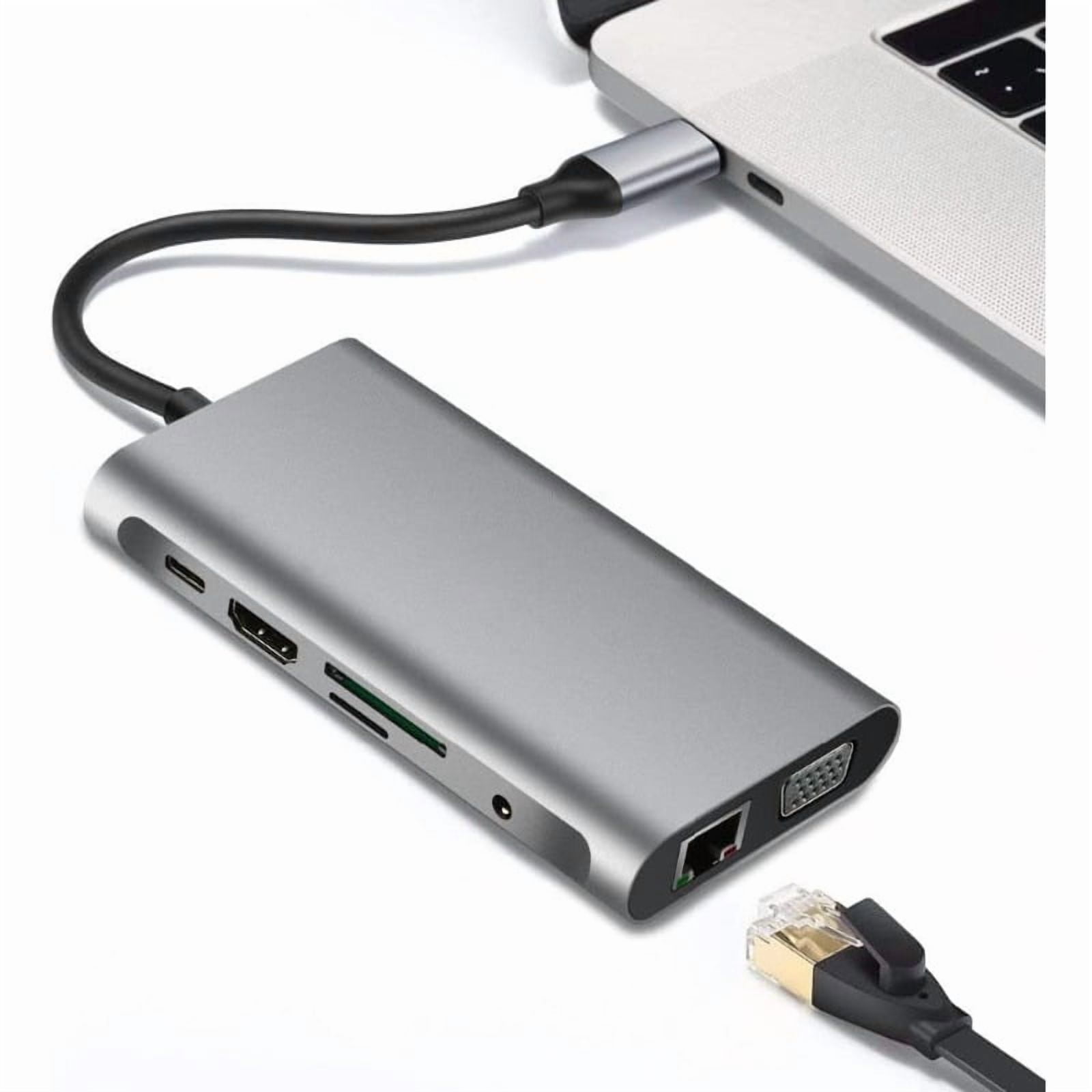 Type-C to RJ45/VGA/HD/HUB/PD/Audio Supports simultaneous display Ten-in-1 multi-function docking station