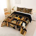 thumbnail image 2 of Homewish Funny Pet Cats Full Size Comforter Sets,Moon Books Bedding Comforter Set,Orange Cream,Black Reversible,3-Piece,1 Comforter and 2 Pillowcases, 2 of 7