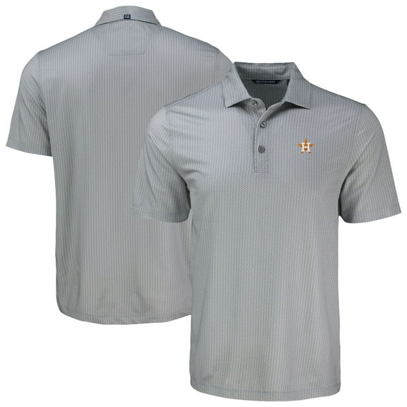 Men's Cutter & Buck Gray Houston Astros Big & Tall Pike Eco Shadow Check Print Polo