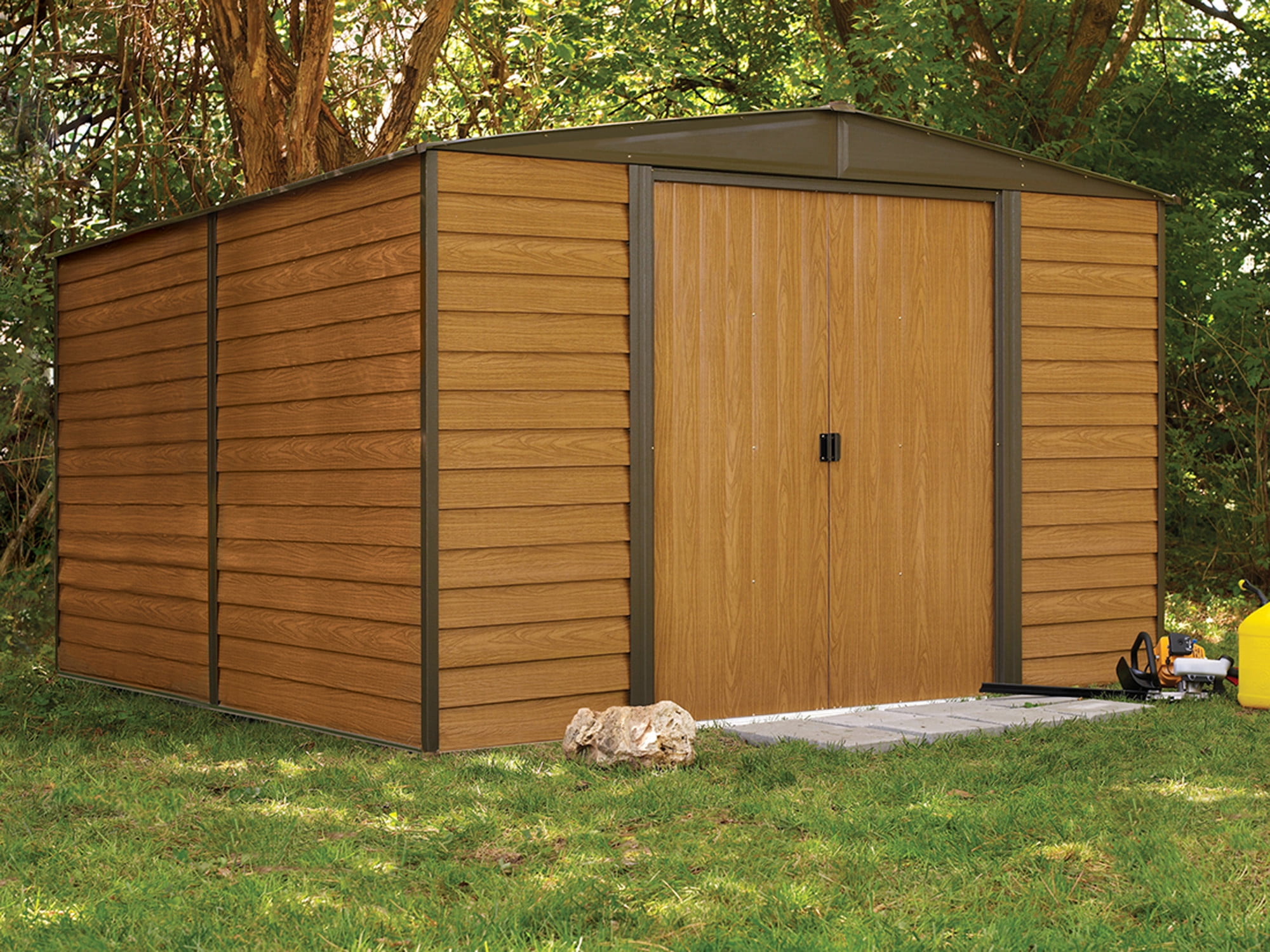 Woodridge 10 X 12 Ft. Steel Storage Shed Woodgrain