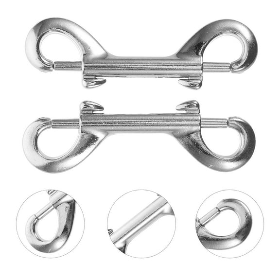 FRCOLOR 2pcs Double Ended Bolt Snap Hooks Double Sided Trigger Snaps Marine Scuba Diving Clips For Dog Leash Key Chain Horse Tack Feed Bucket