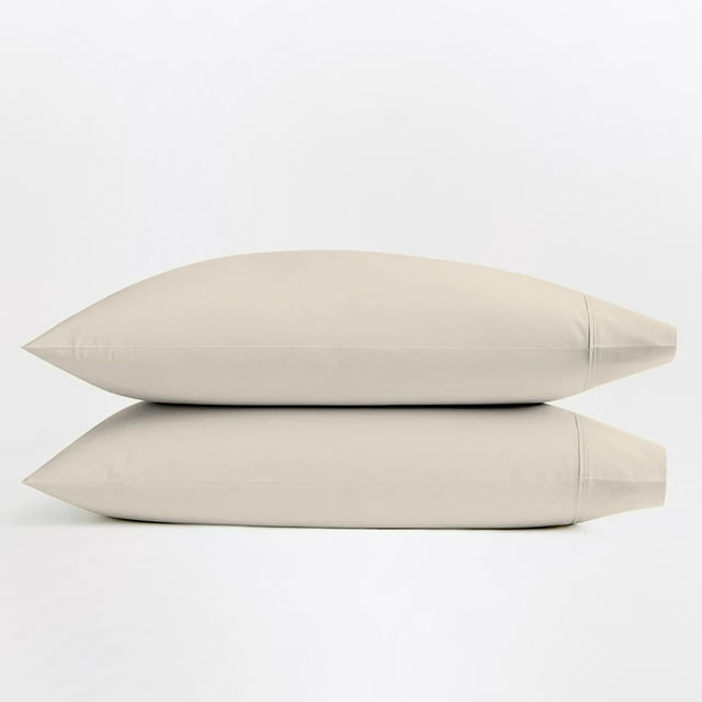 Purity Home 100% Cotton Standard Percale Pillowcases, 400 Thread Count Breathable, Super Soft, Cool & Crisp, 2-Piece, Ivory