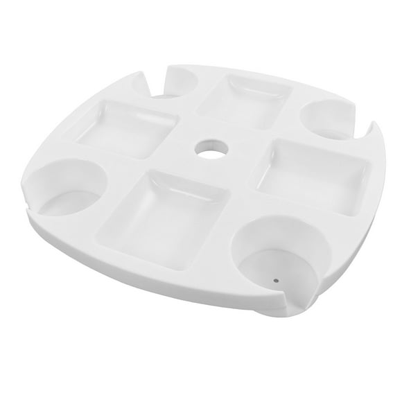 Umbrella Table Tray, Round PP Beach Umbrella Table Tray White Easy Installation For Snack