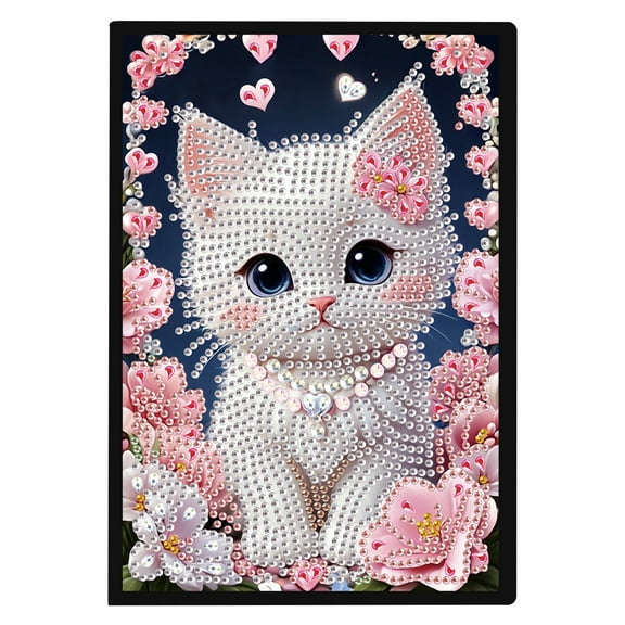 Diamond Painting Notebook Kit Flower Cat DIY Art Craft Kit A5 Perfect Creative Gift Ideal for Painting, Writing, and Notebook Use