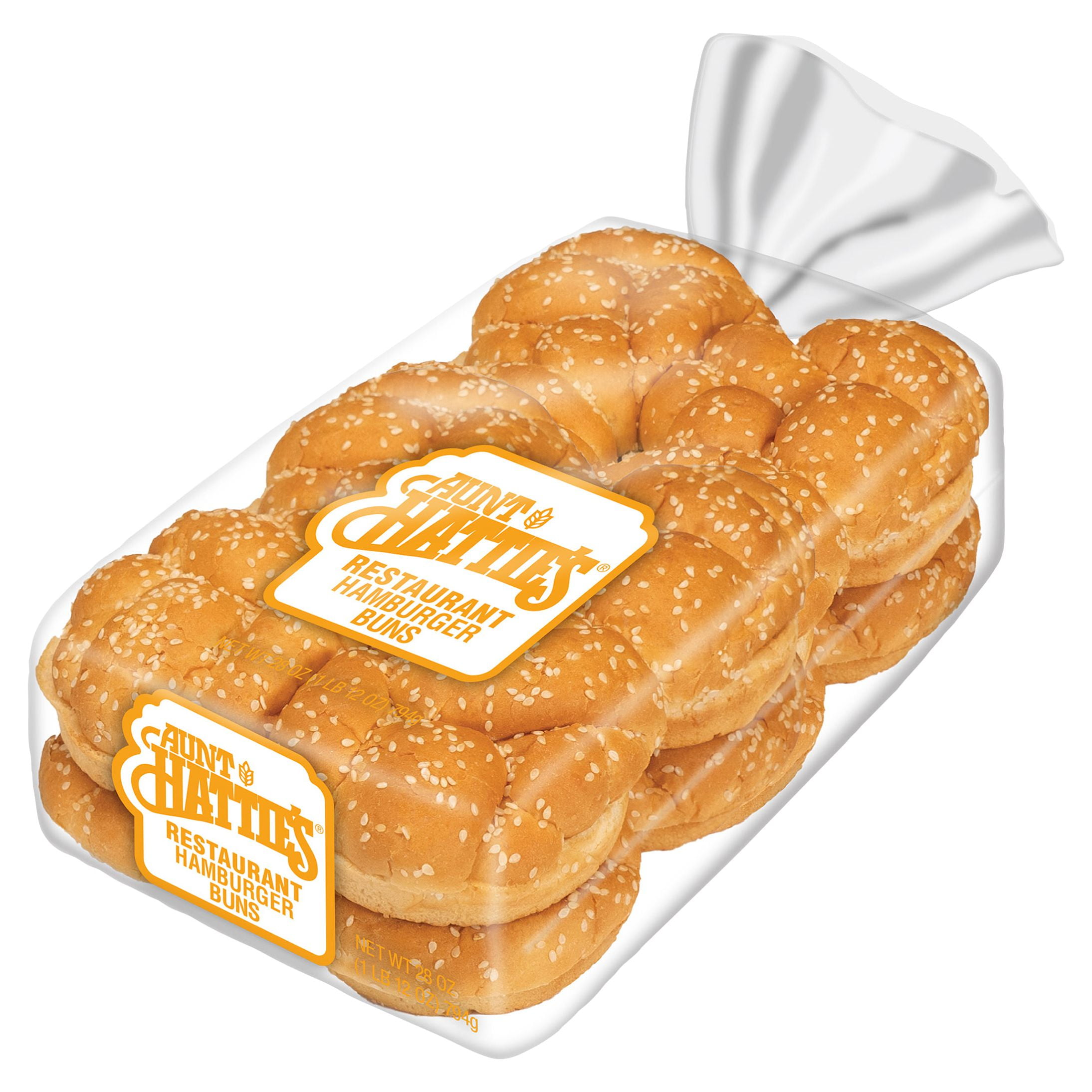 Aunt Hattie's Restaurant Hamburger Buns, Sesame Seed Buns, 12 Count, Shelf-Stable