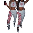 thumbnail image 2 of ZAXARRA Ladies Ankle Banded Pants Lip/Letter/Dragon Printing Long Trousers, 2 of 8