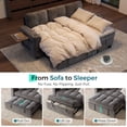 thumbnail image 3 of LINSY HOME 83" Modular Sectional Sofa with Pull Out Bed, Foldable Side Table & Storage Chaise, 3-Seat L Shape Couch with USB Charging for Living Room, Chenille Gray, 3 of 11