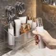 thumbnail image 5 of No Drill Bathroom Suction Storage Box, Suction Cup Bathroom Shelves, No Drill Shower Caddy, Wall Mount Organizer, Suction Storage Holder with Drain Holes, Removable Rack for Kitchen Bathroom, 5 of 7