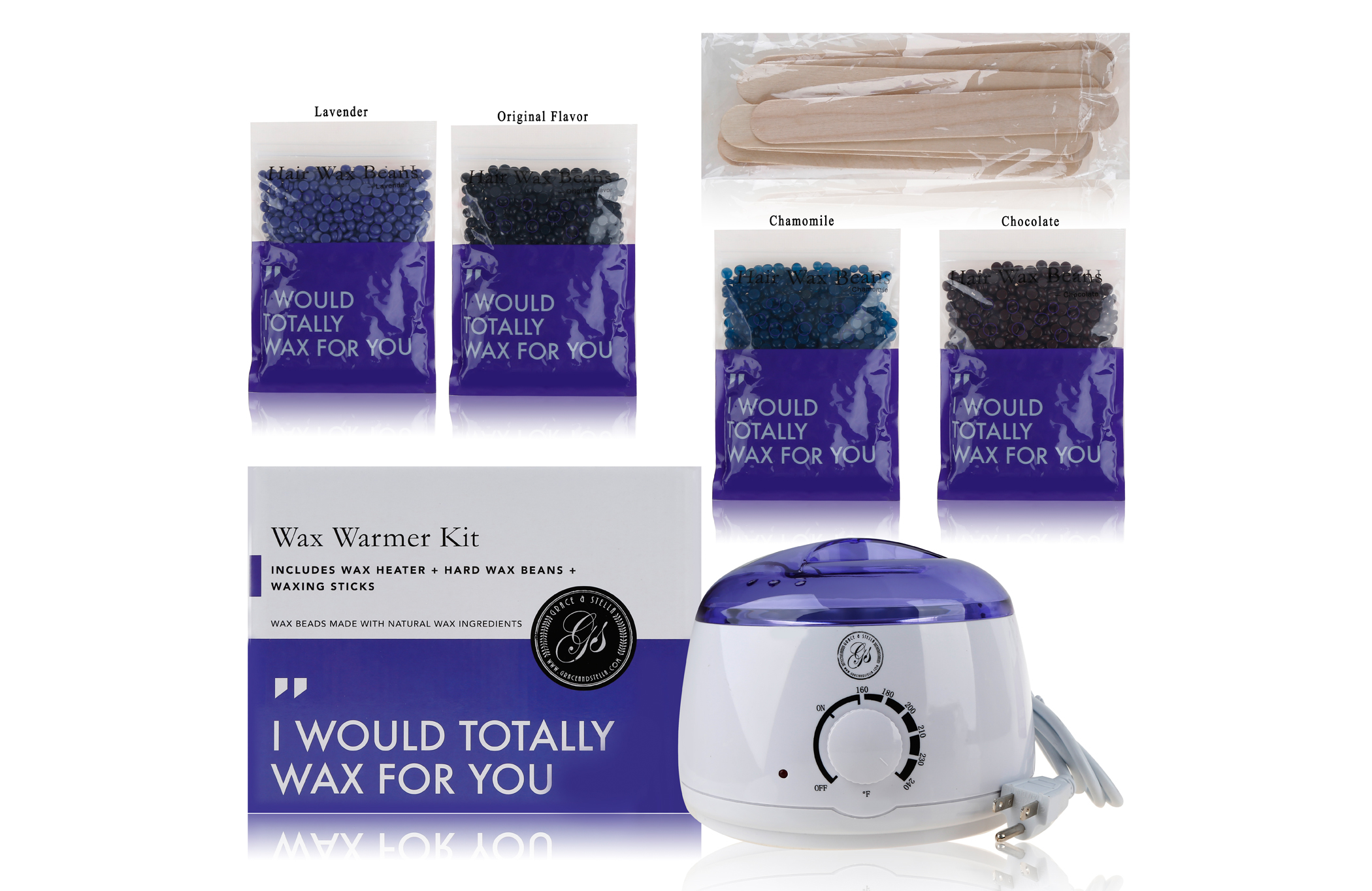 Waxing Hair Removal Hot Pro Wax Warmer with 4 Wax Beads & Applicator