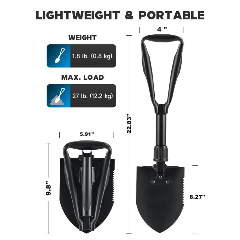 Genuine Military Issue Entrenching Tool, Folding Shovel W D Handle