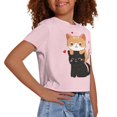 thumbnail image 4 of Uourmeti Cat Short Sleeve T-Shirt for Girls 8-10 Casual Short Athletic Top Lightweight Soft Crew Neck Pullover Tops, 4 of 6