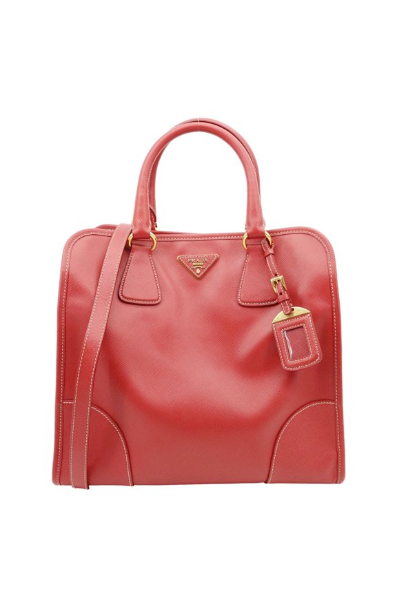 Pre-Owned Prada Saffiano Lux Leather Shoulder Bag Red