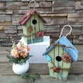 thumbnail image 4 of Wooden Birdhouse with Flower Gardening Tools And Resin Vines, Antique Wooden Birdhouse Pendant, Outdoor Craft Decorative Birdhouse, Hanging Garden Porch Patio Decoration (1Pc, Red), 4 of 5