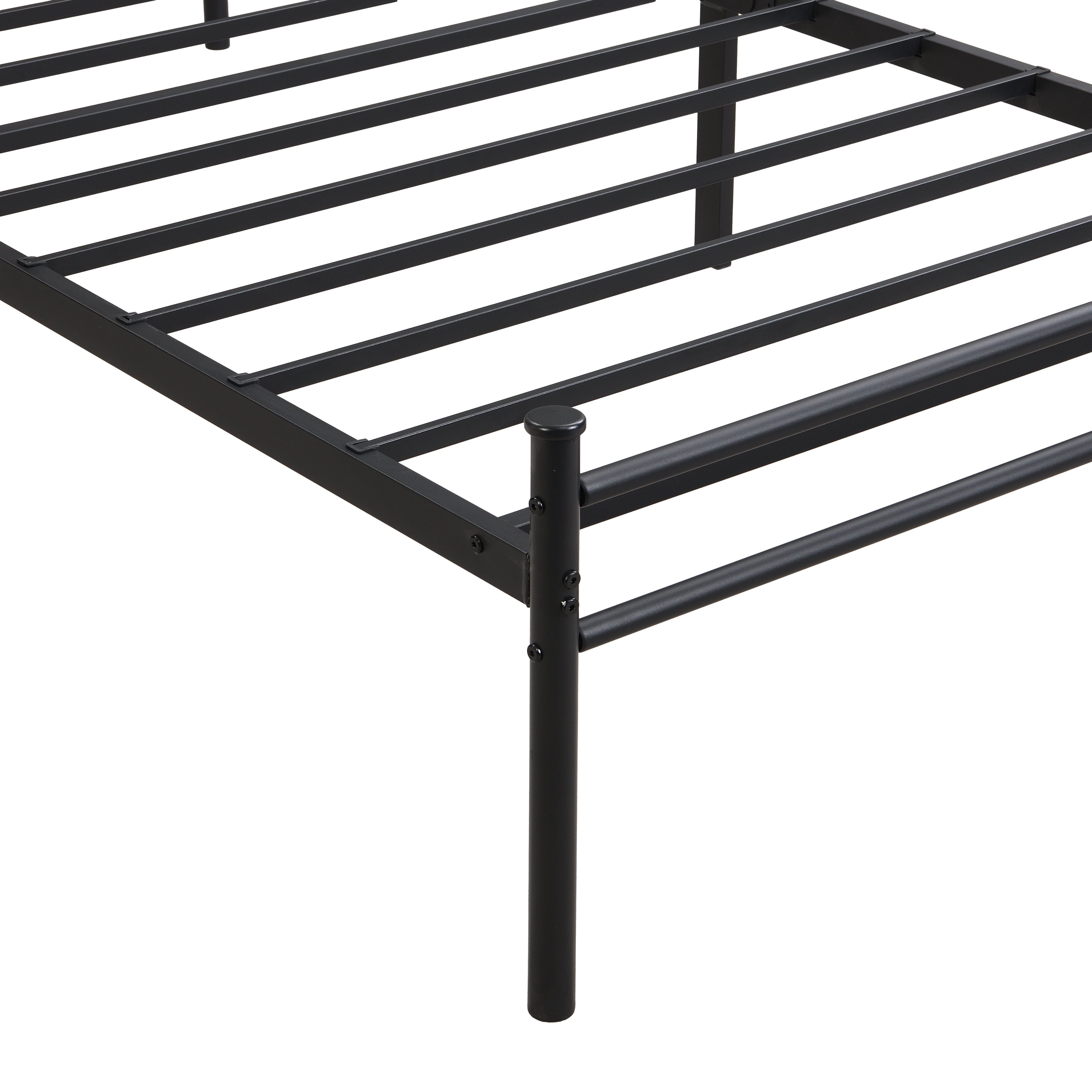Paproos Twin Bed Frame, Heavy Duty Metal Platform Bed with Wooden Panel Headboard, Metal Twin Bed with Underbed Storage, Twin Size Metal Bed Frame, No Box Spring Needed, Rustic Brown