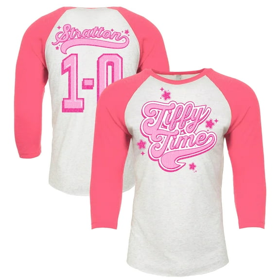 Men's White/Pink Tiffany Stratton 1-0 3/4-Sleeve Raglan T-Shirt
