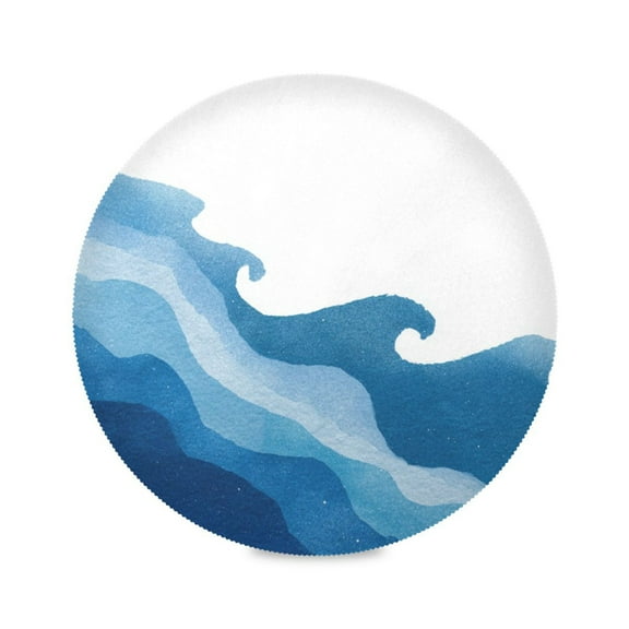 Round Placemat Heat Resistant & Wrinkle-Free Dining Table Decor Placemat For Home & Weddings Watercolor Blue Wave