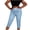 Light Blue, variant on Qiopertar Women's Casual Stretch Pants High Waisted Slim Fit Capri Jeggings with Pockets Imitation Denim Printed Elastic Waist Comfortable Walking Pants, Khaki L