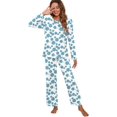 thumbnail image 4 of Pyjama à Manches Longues pour Femmes, Col Rond Doux, FP-Blanc Bleu Cercle, 4 of 5