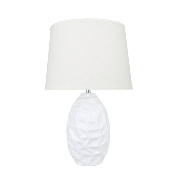 Aspen Creative 40180-11, 21-1/2" High Transitional Ceramic Table Lamp, White and Hardback Empire Shaped Lamp Shade in Beige, 13" Wide