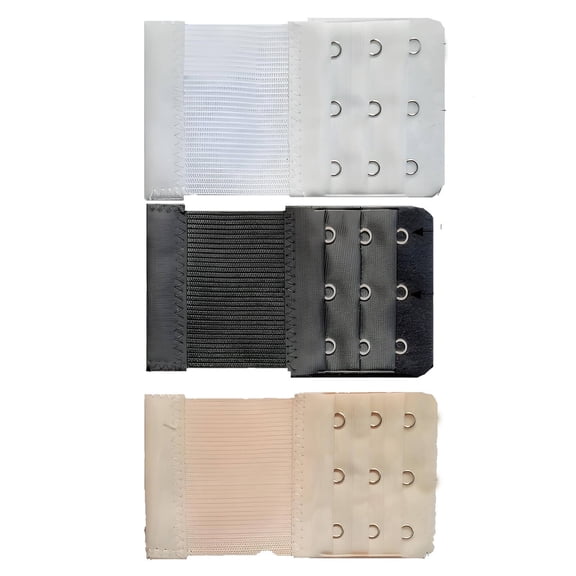 TELOLY 3 Pcs Bra Extenders,Elastic Stretchy Bra Extension with 3 Rows x 3 Hooks,Soft and Adjustable Bra Extenders
