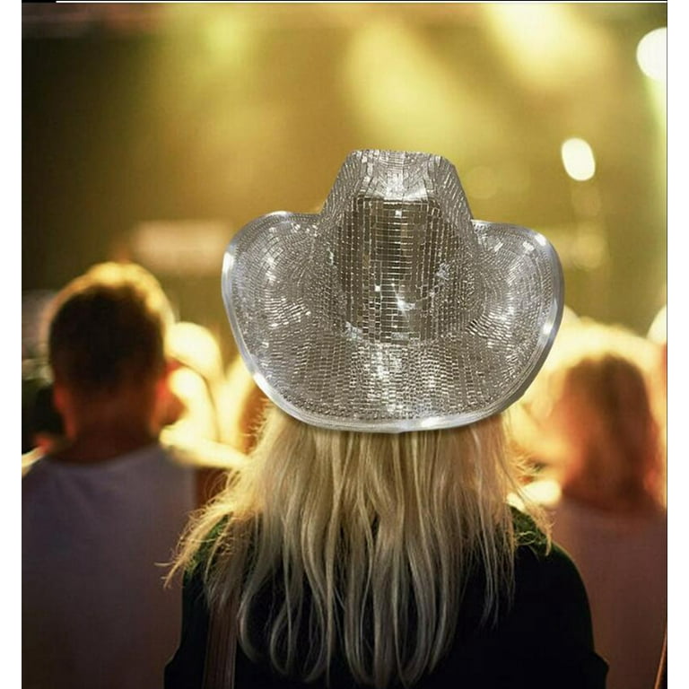 Mirror Ball Cowboy Hat Dance Hat Disco Cap for Girls Boys Men Women  Holidays